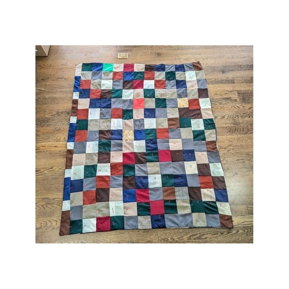 Vintage Handmade Patchwork 68x55 Tied Quilt Rustic Country Fall Cabin Country